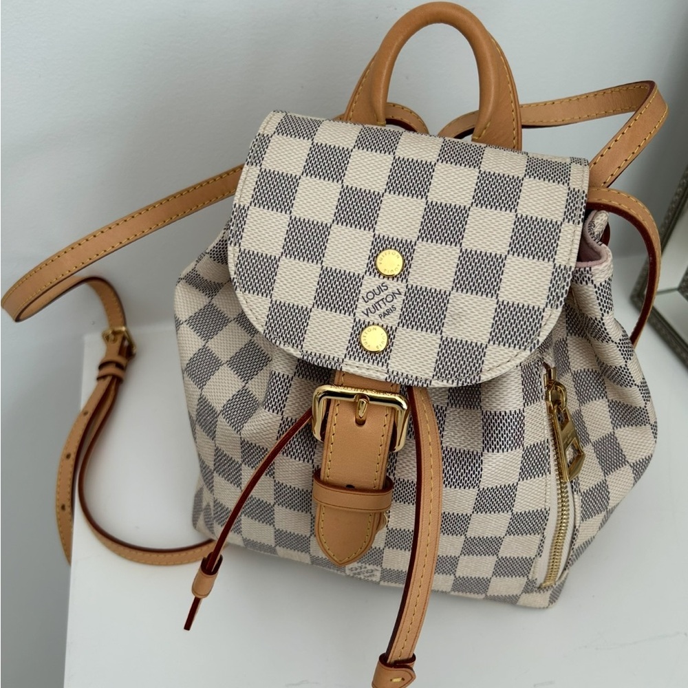 THANKSGIVING SALE Louis Vuitton Checkered Backpack - Beige and Brown